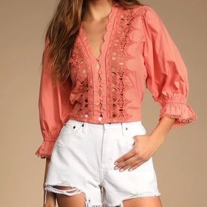 Free People Louella Embroidered Top